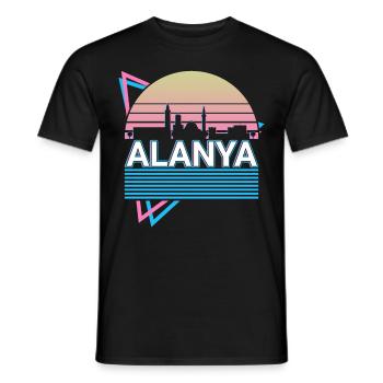 Alanya City Skyline Cityscape Rétro - T-shirt homme - noir - Devant - AI Model Male 178 light (178cm)