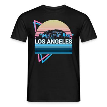 Los Angeles City Skyline Cityscape Rétro - T-shirt homme - noir - Devant - AI Model Male 178 light (178cm)