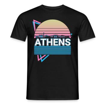 Athènes City Skyline Cityscape Rétro - T-shirt homme - noir - Devant - AI Model Male 178 light (178cm)