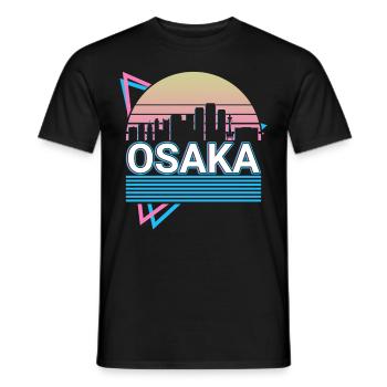 Osaka City Skyline Cityscape Rétro - T-shirt homme - noir - Devant - AI Model Male 178 light (178cm)