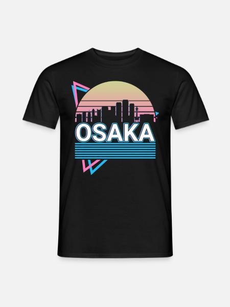 Osaka Stadt Skyline Stadtbild Retro - Männer T-Shirt - Schwarz