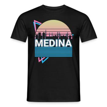 Medina City Skyline Cityscape Rétro - T-shirt homme - noir - Devant - AI Model Male 178 light (178cm)