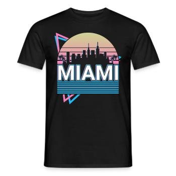 Miami City Skyline Cityscape Rétro - T-shirt homme - noir - Devant - AI Model Male 178 light (178cm)