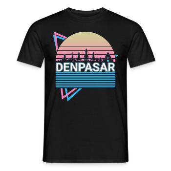 Denpasar Stadt Skyline Stadtbild Retro - Männer T-Shirt - Schwarz - Vorne - AI Model Male 178 light (178cm)