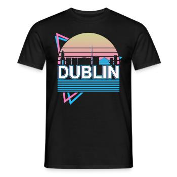 Dublin City Skyline Cityscape Rétro - T-shirt homme - noir - Devant - AI Model Male 178 light (178cm)
