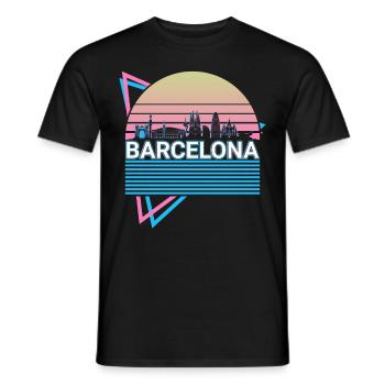 Barcelone City Skyline Cityscape Rétro - T-shirt homme - noir - Devant - AI Model Male 178 light (178cm)