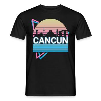 Cancun City Skyline Cityscape Rétro - T-shirt homme - noir - Devant - AI Model Male 178 light (178cm)