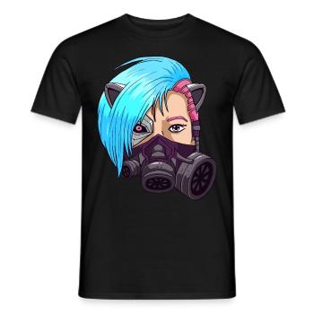 Cyborg Anime Girl Japanese Cyber Aesthetics - Men's T-Shirt - black - Front - AI Model Male 178 light (178cm)