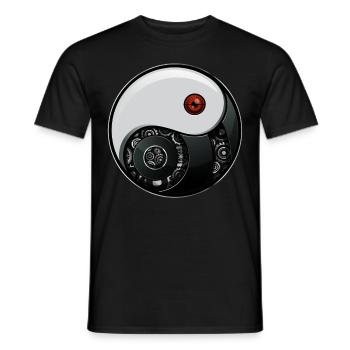Cyborg Ying Yang Yin Yang Cyber Aesthetics - Men's T-Shirt - black - Front - AI Model Male 178 light (178cm)