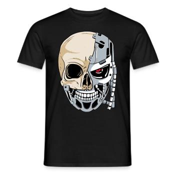 Cyborg Skull Cyber Aesthetics - Men's T-Shirt - black - Front - AI Model Male 178 light (178cm)