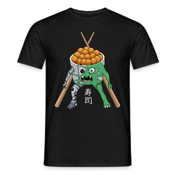 Cyborg Sushi Monster Japanese Cyber Aesthetics - Men's T-Shirt - black - Front - AI Model Male 178 light (178cm)