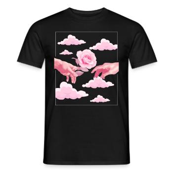 Danish Pastel Aesthetic Pink Rose Creation by - Men's T-Shirt - black - Front - AI Model Male 178 light (178cm)