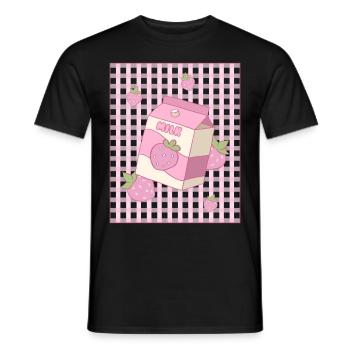 Dänische Pastell-Ästhetik Kawaii-Erdbeer-Milch - Männer T-Shirt - Schwarz - Vorne - AI Model Male 178 light (178cm)