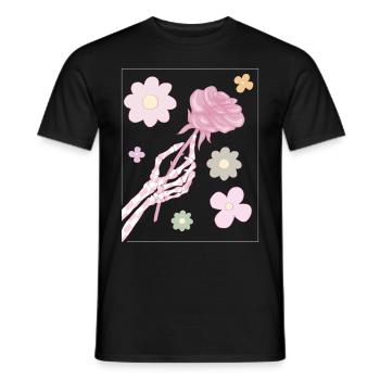Dänische Pastell-Ästhetik Skelett Hand Rote Rose - Männer T-Shirt - Schwarz - Vorne - AI Model Male 178 light (178cm)