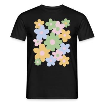 Fleurs danoises à l’esthétique pastel - T-shirt homme - noir - Devant - AI Model Male 178 light (178cm)