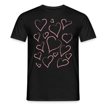 Danish Pastel Aesthetics Abstract Heart Pattern - Men's T-Shirt - black - Front - AI Model Male 178 light (178cm)