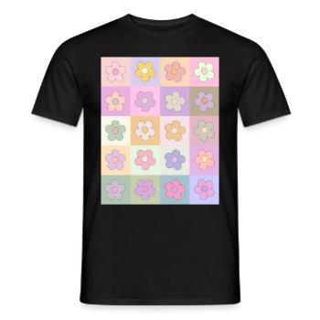 Danish Pastel Aesthetic Retro Flower Pattern - Men's T-Shirt - black - Front - AI Model Male 178 light (178cm)