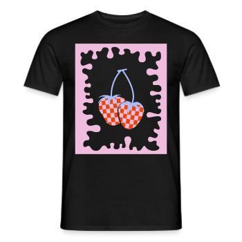 Dänische Pastell-Ästhetik Erdbeer kariert - Männer T-Shirt - Schwarz - Vorne - AI Model Male 178 light (178cm)