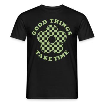 Danish Pastel Aesthetic Flower - Men's T-Shirt - black - Front - AI Model Male 178 light (178cm)