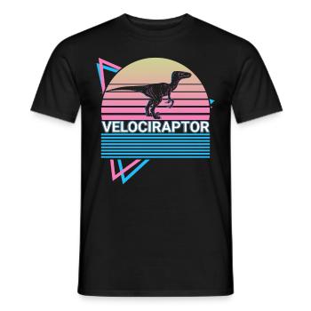 Velociraptor Dinosaure Rétro - T-shirt homme - noir - Devant - AI Model Male 178 light (178cm)
