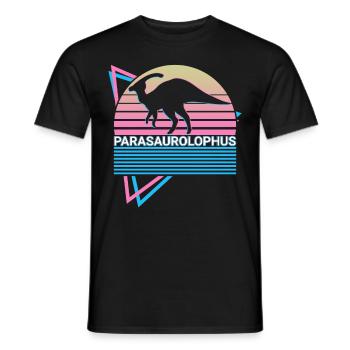 Parasaurolophus Dinosaur Retro - Men's T-Shirt - black - Front - AI Model Male 178 light (178cm)