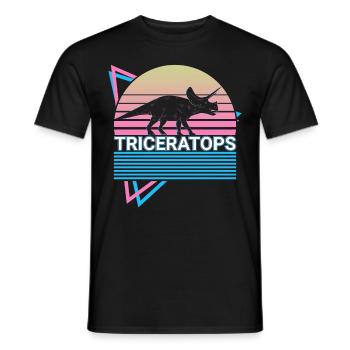 Tricératops Dinosaure Rétro - T-shirt homme - noir - Devant - AI Model Male 178 light (178cm)