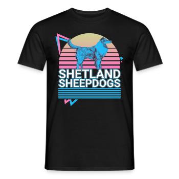 Shetland Sheepdogs Retro - Männer T-Shirt - Schwarz - Vorne - AI Model Male 178 light (178cm)
