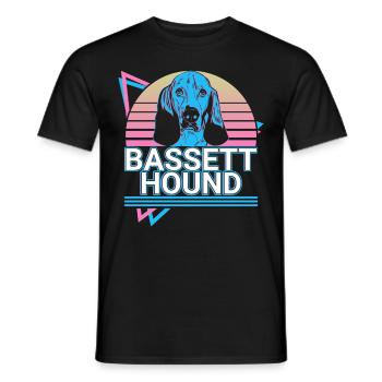Basset Hound Rétro - T-shirt homme - noir - Devant - AI Model Male 178 light (178cm)