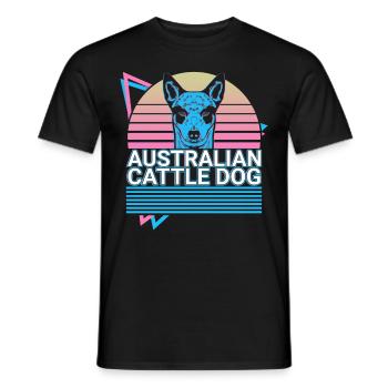 Chien de bétail australien Retro - T-shirt homme - noir - Devant - AI Model Male 178 light (178cm)