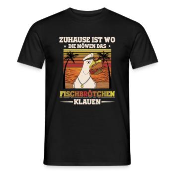 Fischbrötchen Möwe Norddeutsch - Männer T-Shirt - Schwarz - Vorne - AI Model Male 178 light (178cm)