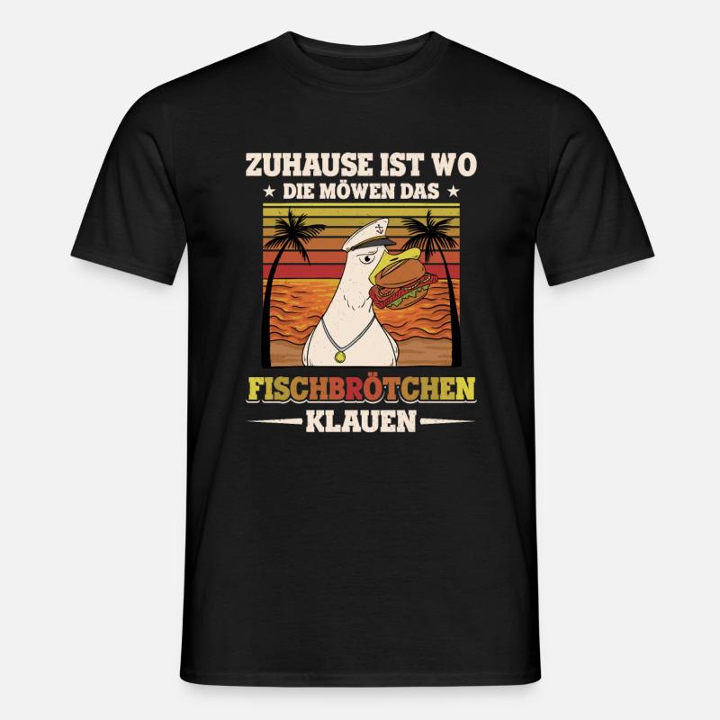 Fischbrötchen Möwe Norddeutsch - Männer T-Shirt - Schwarz