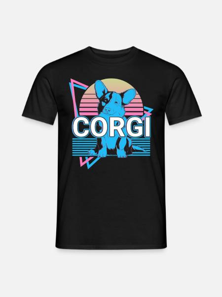 Corgi Retro - Männer T-Shirt - Schwarz