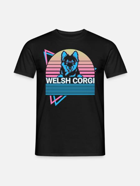 Welsh Corgi Retro - Männer T-Shirt - Schwarz