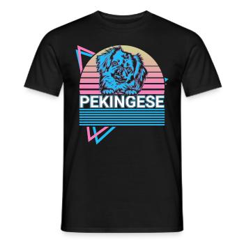 Pekinese Retro - Männer T-Shirt - Schwarz - Vorne - AI Model Male 178 light (178cm)