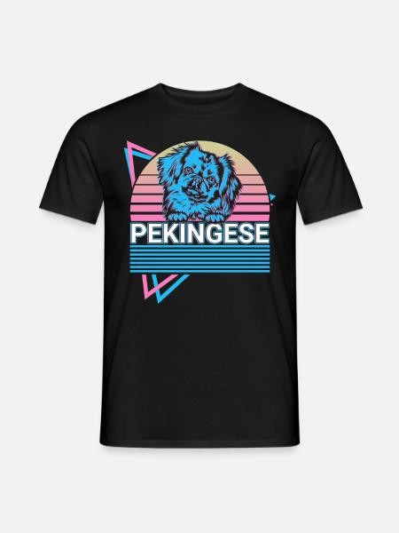 Pekinese Retro - Männer T-Shirt - Schwarz