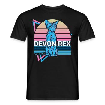 Devon Rex Chat Rétro - T-shirt homme - noir - Devant - AI Model Male 178 light (178cm)