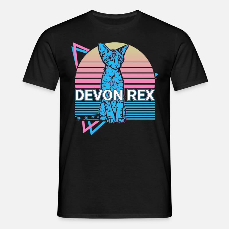Devon Rex Katze Retro - Männer T-Shirt - Schwarz