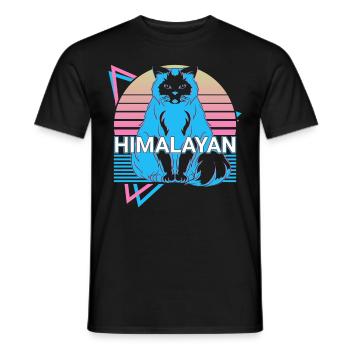 Chat de l’Himalaya Rétro - T-shirt homme - noir - Devant - AI Model Male 178 light (178cm)