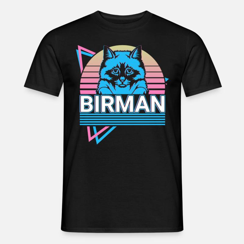 Birmakatze Retro - Männer T-Shirt - Schwarz