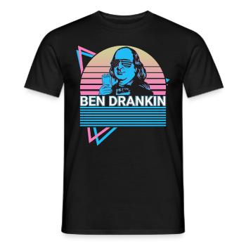 Ben Drankin Funny Benjamin Franklin 4. Juli - Männer T-Shirt - Schwarz - Vorne - AI Model Male 178 light (178cm)