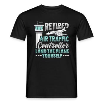 Airport tower design n retired air traffic controllers - Men's T-Shirt - black - Front - AI Model Male 178 light (178cm)