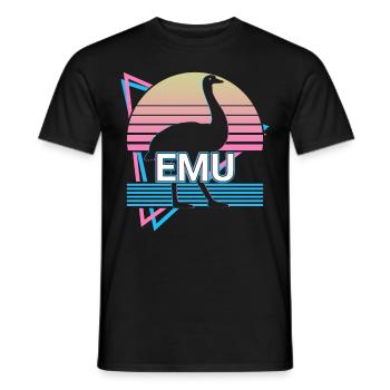 Emu Rétro - T-shirt homme - noir - Devant - AI Model Male 178 light (178cm)