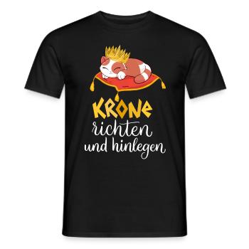 Katze mit Krone Design für Faulenzer - Männer T-Shirt - Schwarz - Vorne - AI Model Male 178 light (178cm)