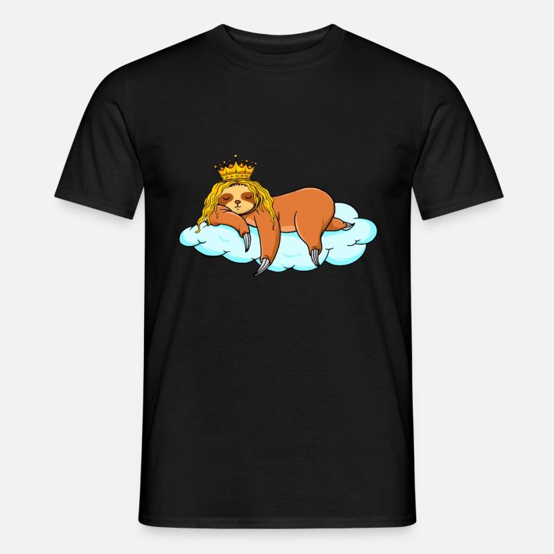 Sleeping sloth with crown - Men's T-shirt - black