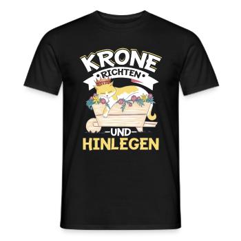 Katze mit Krone Design für Faulenzer - Männer T-Shirt - Schwarz - Vorne - AI Model Male 178 light (178cm)