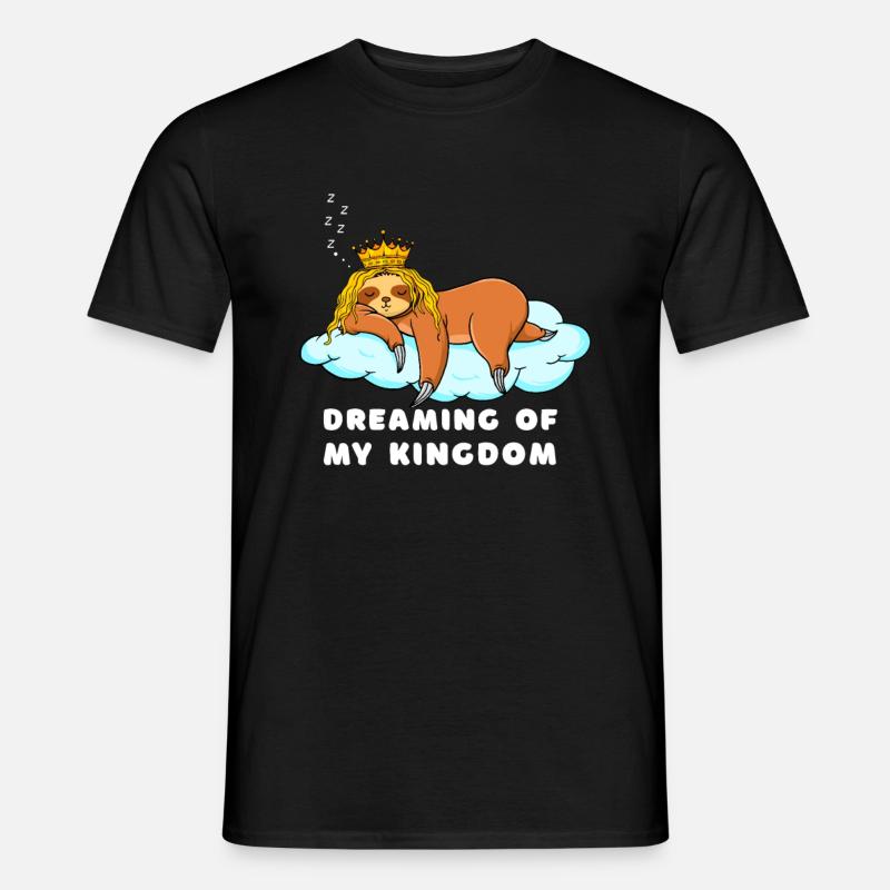 Sleeping sloth with crown - Men's T-shirt - black