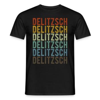 Delitzsch Stadt Retro Vintage - Männer T-Shirt - Schwarz - Vorne - AI Model Male 178 light (178cm)