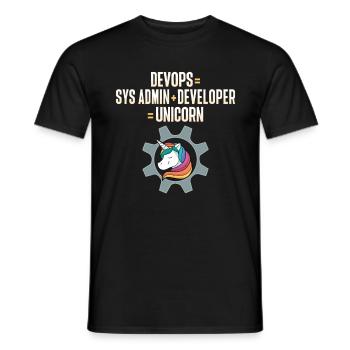 Sys-Admin Entwickler Devops-Ingenieur Einhorn - Männer T-Shirt - Schwarz - Vorne - AI Model Male 178 light (178cm)