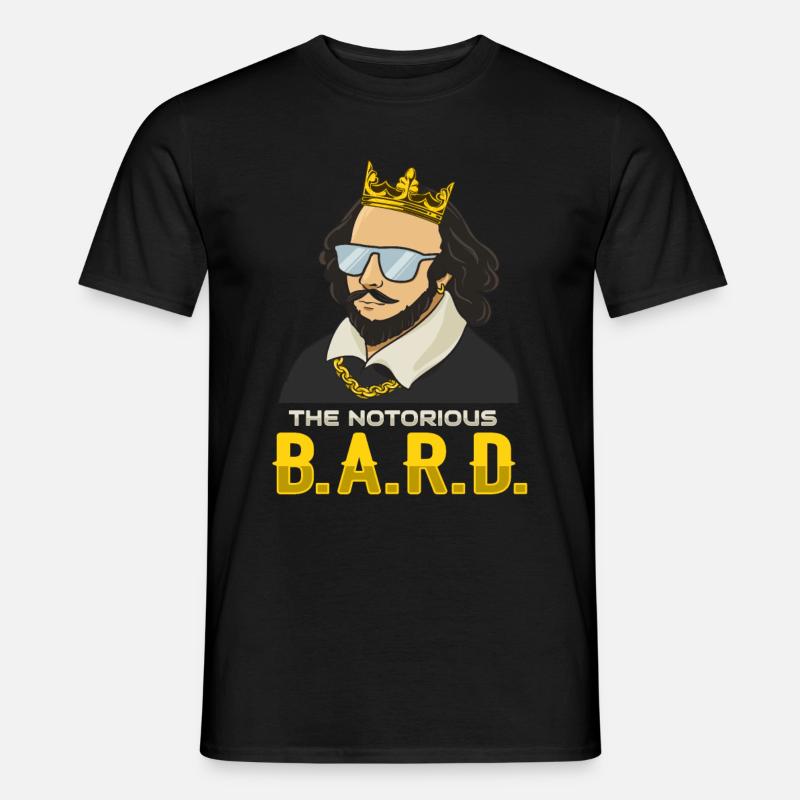 William Shakespeare mit Krone - Männer T-Shirt - Schwarz