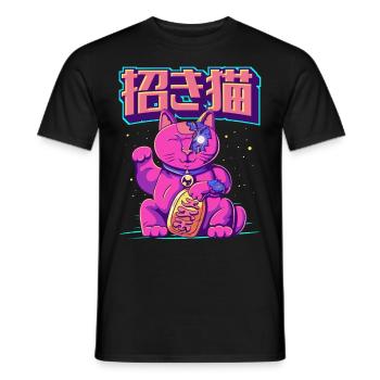 Cyborg Maneki Neko Chat Japonais Lucky Cat Cy - T-shirt homme - noir - Devant - AI Model Male 178 light (178cm)